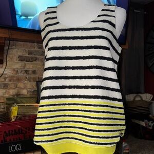Express White, Black & Yellow Striped Scoop Tank
